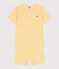 Pyjama short enfant en coton à rayures jaune BLE/blanc MARSHMALLOW