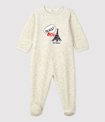 PETIT BATEAU - Dors-bien bébé uni beige en velours