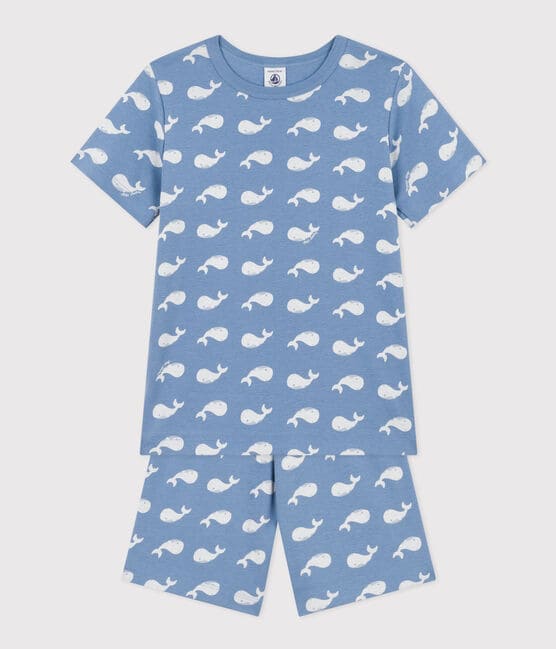 Pyjama short imprimé baleine en coton enfant bleu BEACH/ MARSHMALLOW