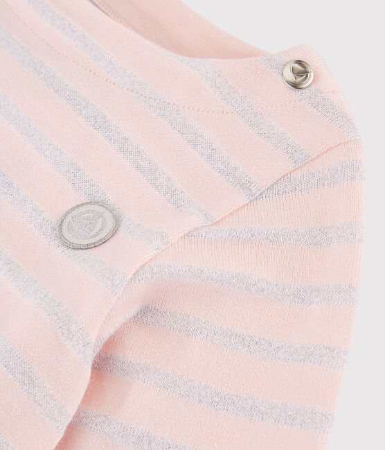 Marinière en jersey enfant fille rose MINOIS/ ARGENT