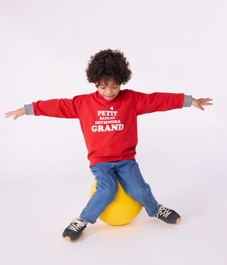 Sweatshirt enfant en coton imprim&eacute; rouge POMPEI