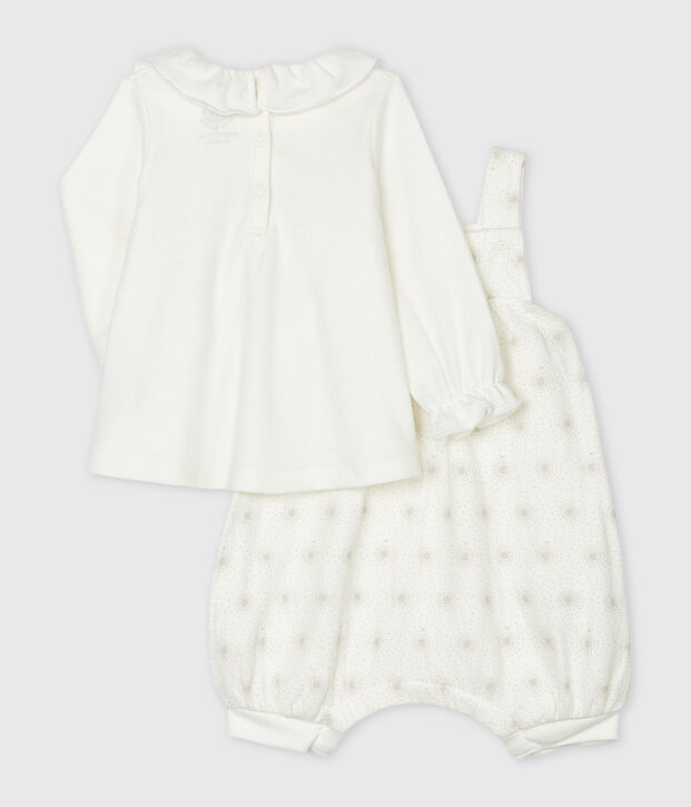 Ensemble 2 pi&egrave;ces b&eacute;b&eacute; fille blanc/gris