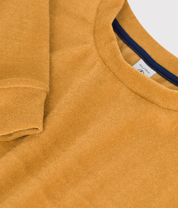 Sweatshirt en bouclette &eacute;ponge enfant gar&ccedil;on jaune
