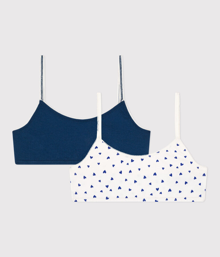 Lot de 2 brassi&egrave;res c&oelig;ur en coton et &eacute;lasthanne petite fille variante 1