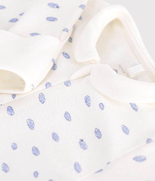 Pyjama b&eacute;b&eacute; en coton &agrave; col petit nuages blanc/multicouleur