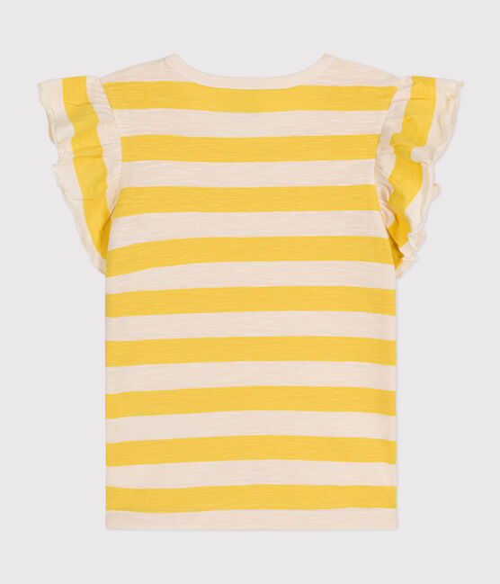 Tee-shirt rayé en jersey flammé enfant fille jaune NECTAR/ AVALANCHE