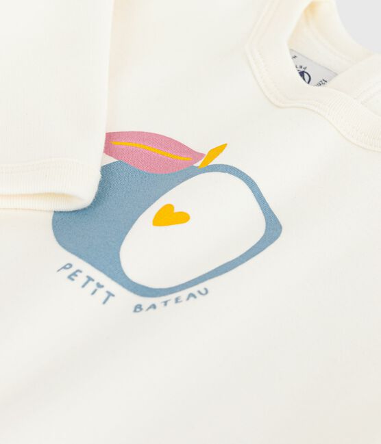 Sweatshirt bébé en coton doux et chaud motif pomme écru MILK