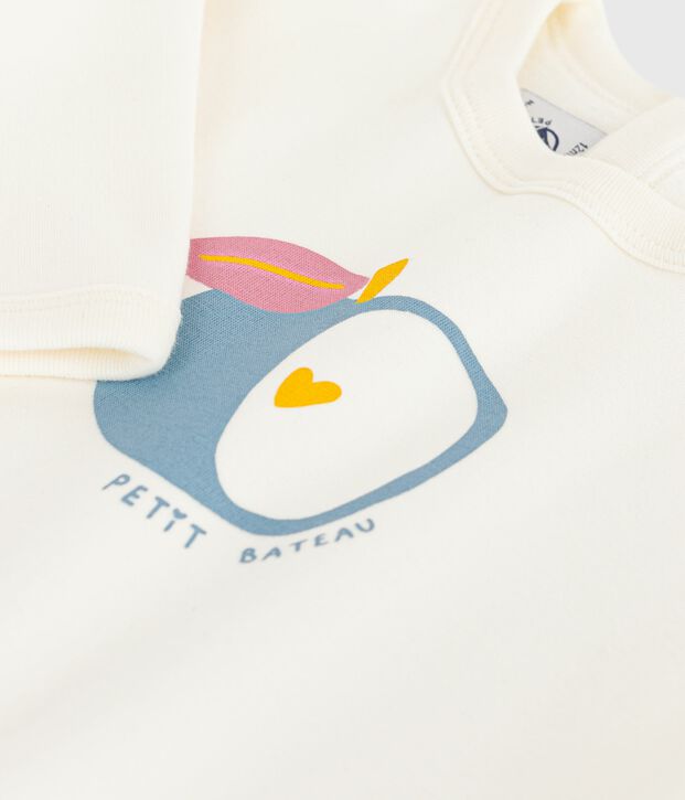 Sweatshirt b&eacute;b&eacute; en coton doux et chaud blanc cass&eacute;