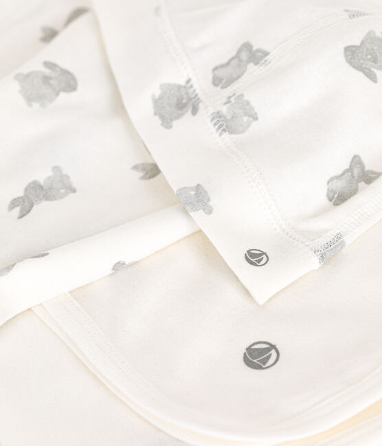 Lot 3 pièces en coton bébé blanc MARSHMALLOW/gris GRIS