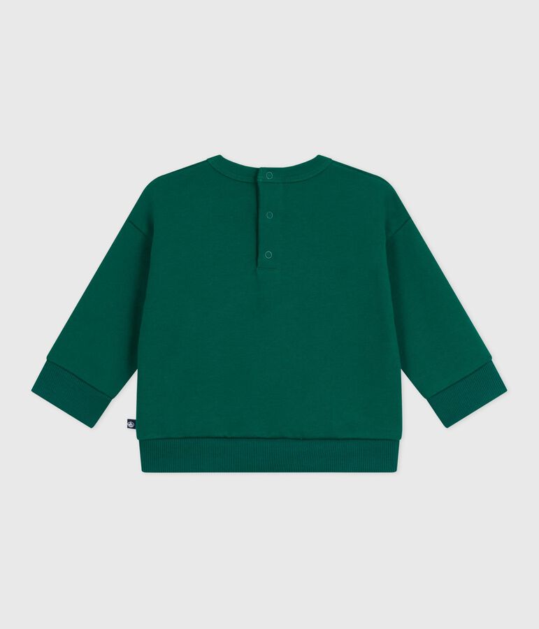 Sweatshirt b&eacute;b&eacute; en coton brod&eacute; Petit Bateau vert EVERGREEN