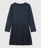 Robe manches longues coton enfant fille bleu SMOKING BRILLANT