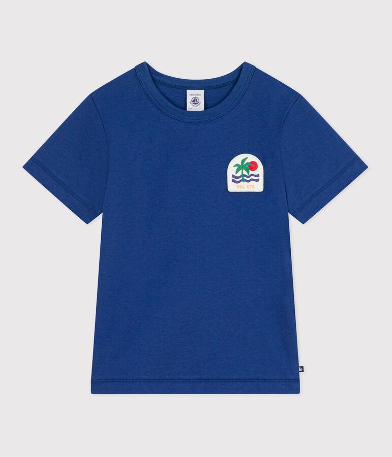 Tee-shirt enfant manches courtes en coton bleu