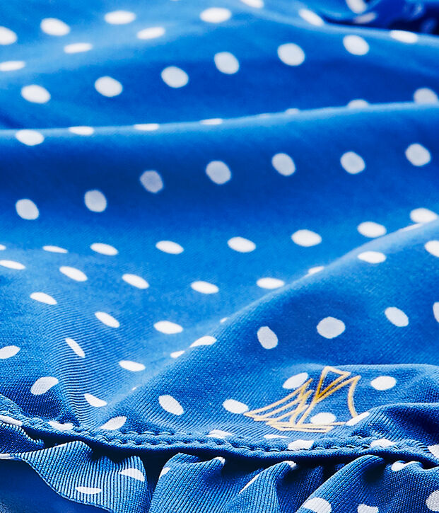 Maillot de bain b&eacute;b&eacute; fille &agrave; pois bleu/blanc