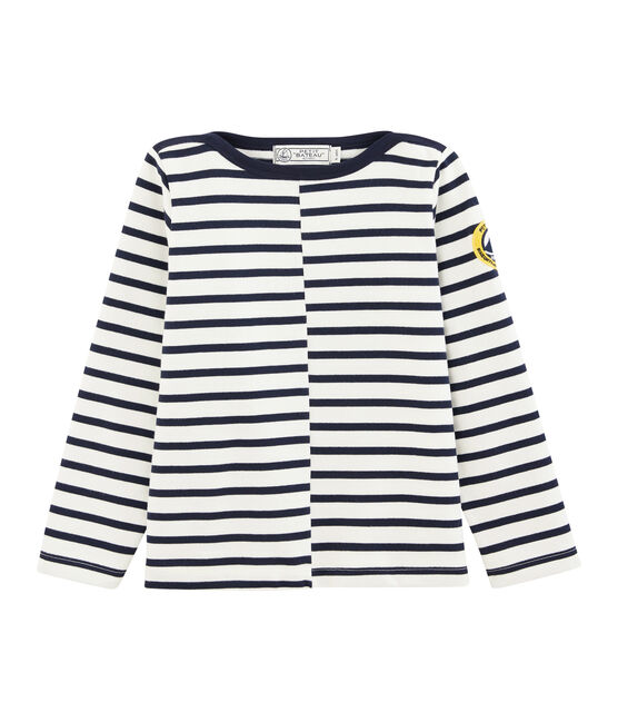 Marinière enfant blanc MARSHMALLOW/bleu SMOKING