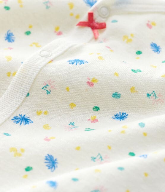 Combicourt à petites fleurs bébé en coton et lin blanc MARSHMALLOW/blanc MULTICO