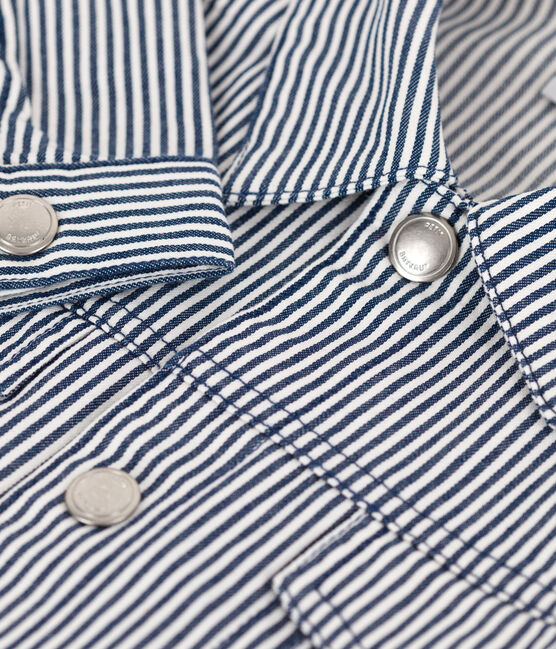 Veste en toile de coton rayée enfant fille bleu MEDIEVAL/blanc MARSHMALLOW