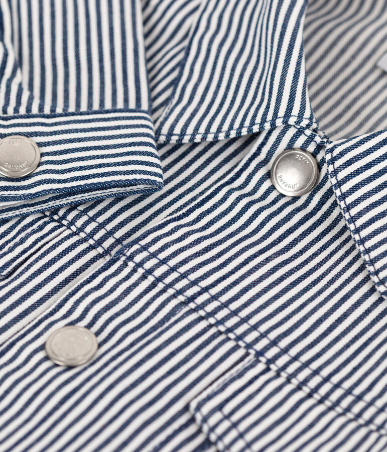 Veste en toile de coton ray&eacute;e enfant fille bleu MEDIEVAL/blanc MARSHMALLOW