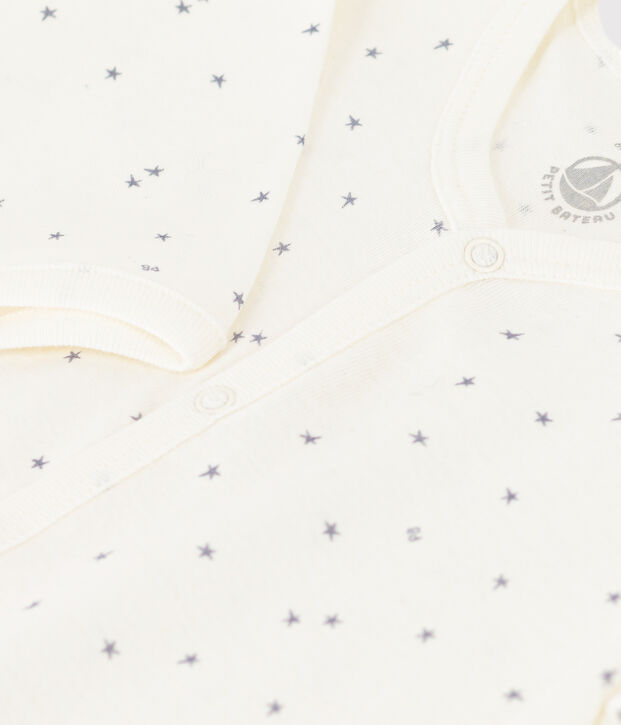 Pyjama b&eacute;b&eacute; &eacute;toiles en coton sans pieds blanc/gris