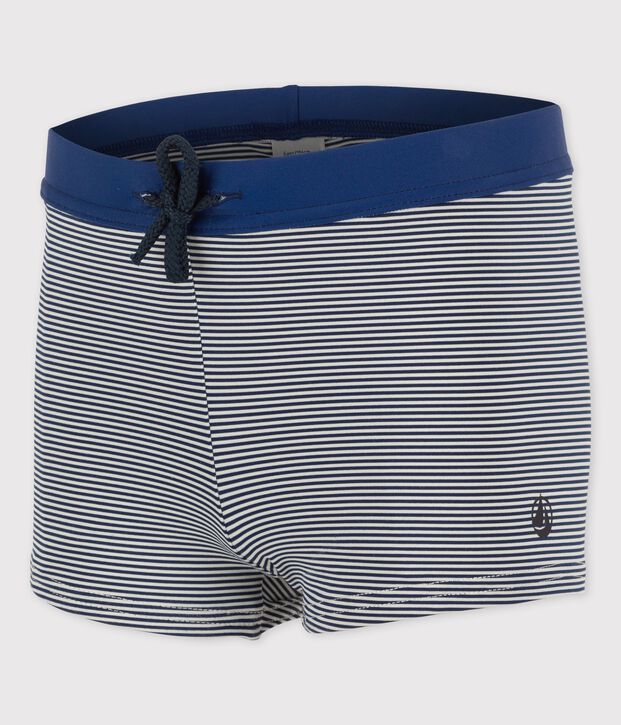 Maillot de bain iconique enfant gar&ccedil;on bleu/blanc