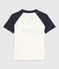 Tee-shirt manches courtes en jersey enfant garçon blanc MARSHMALLOW/bleu SMOKING