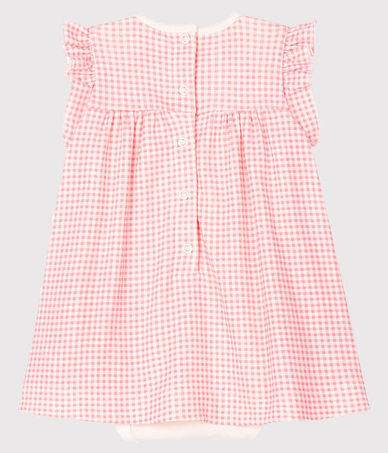 Body robe vichy rose bébé fille en côte blanc MARSHMALLOW/rose GRETEL