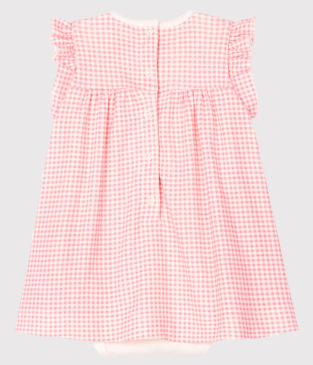 Body robe vichy rose b&eacute;b&eacute; fille en c&ocirc;te blanc/rose