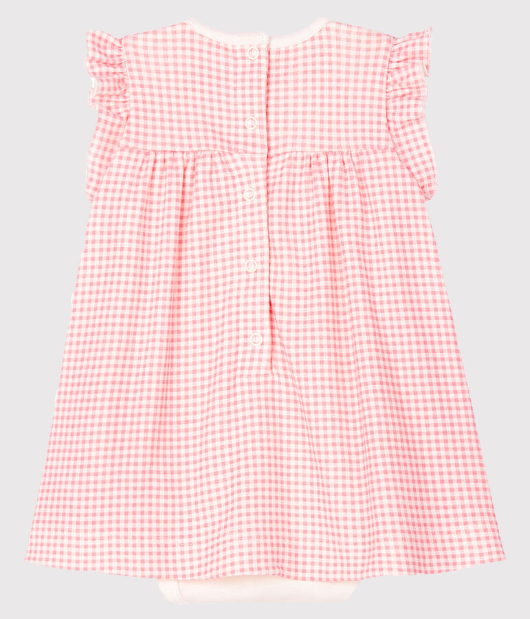Body robe vichy rose b&eacute;b&eacute; fille en c&ocirc;te blanc/rose