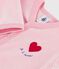 Pyjama b&eacute;b&eacute; en velours uni avec motif plac&eacute; rose clair