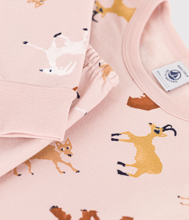 Pyjama animaux en molleton enfant rose/multicouleur