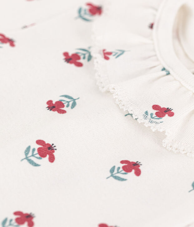Body manches courtes b&eacute;b&eacute; en coton imprim&eacute; fleuri blanc/multicouleur