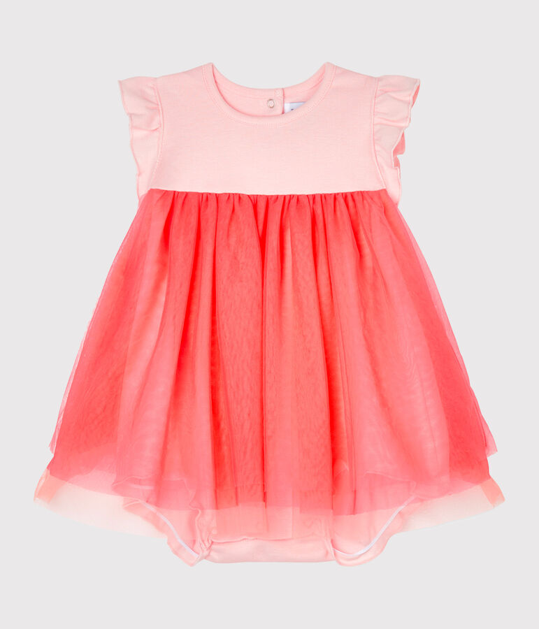 Robe body manches courtes b&eacute;b&eacute; fille rose