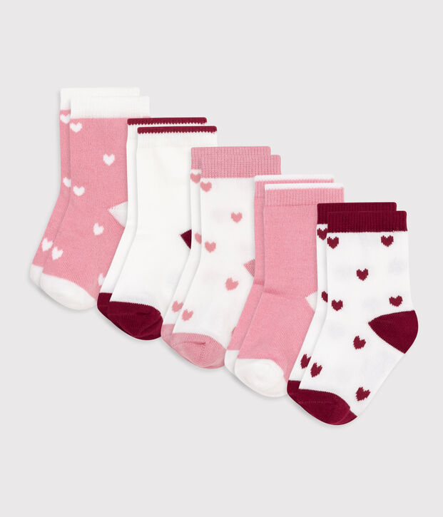 5 paires de chaussettes b&eacute;b&eacute; imprim&eacute; c&oelig;urs multicouleur