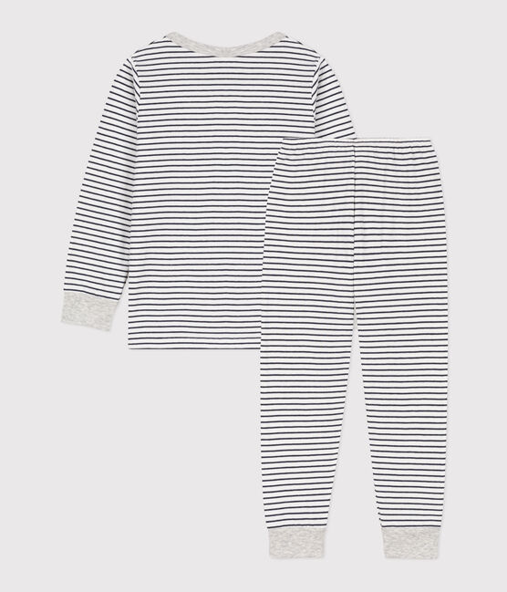 Pyjama rayé en tubique enfant blanc MARSHMALLOW/bleu SMOKING
