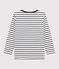 Tee-shirt marinière enfant garçon blanc MARSHMALLOW/bleu SMOKING