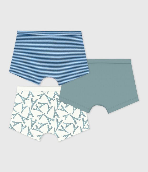 Lot de boxers enfant en coton ceinture collet&eacute;e Tour Eiffel multicouleur