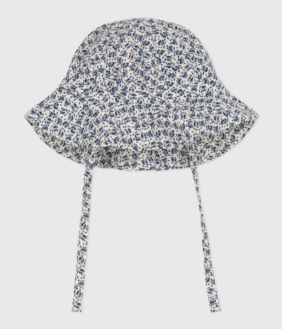Capeline en gaze de coton fleurs bleues bébé fille (Petit Bateau) - Couverture
