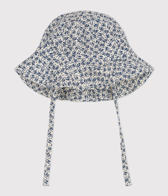 Capeline en gaze de coton fleurs bleues bébé fille AVALANCHE/ INCOGNITO