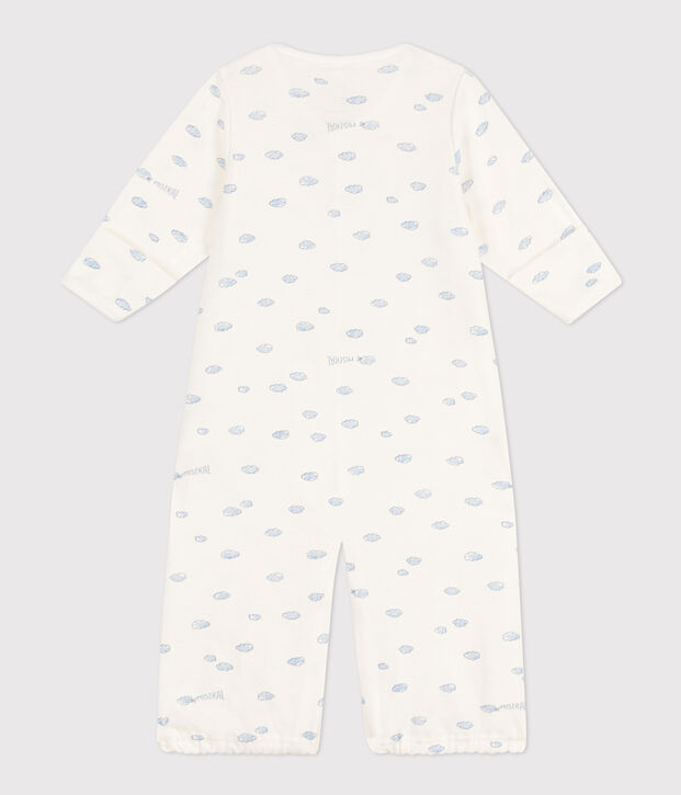 Combisac imprim&eacute; en coton blanc/bleu