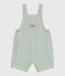 Salopette courte b&eacute;b&eacute; en coton/lin, ray&eacute;e vert/vert