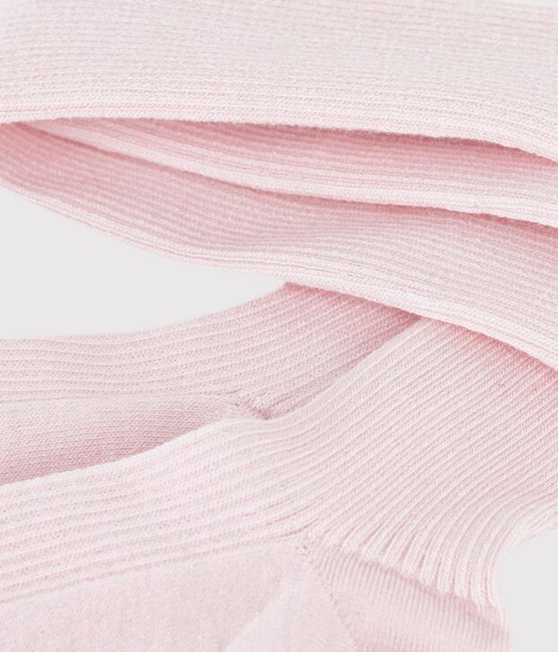 Collants enfant en laine et coton unis rose clair