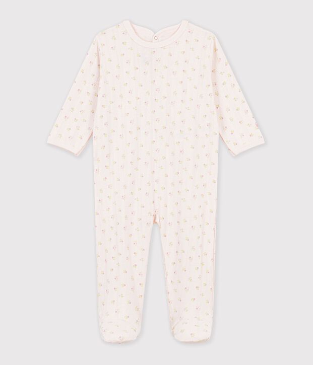 Dors bien en c&ocirc;te pointelle. beige/rose/multicouleur