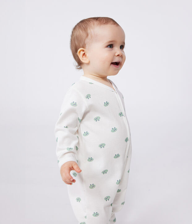Pyjama b&eacute;b&eacute; en coton grenouilles blanc/multicouleur