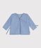 Brassi&egrave;re b&eacute;b&eacute; cache-c&oelig;ur en tricot laine et coton ajour&eacute; bleu clair