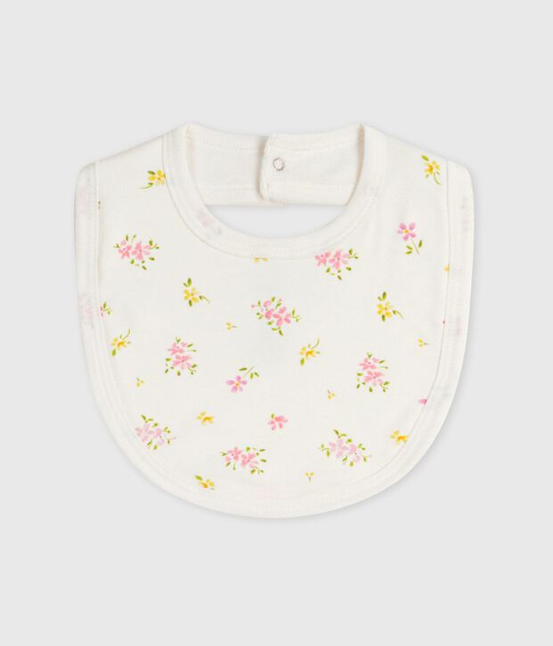 Bavoir naissance en coton imprim&eacute; blanc/multicouleur