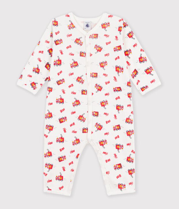 Pyjama b&eacute;b&eacute; en coton sans pieds imprim&eacute; pompier blanc/multicouleur