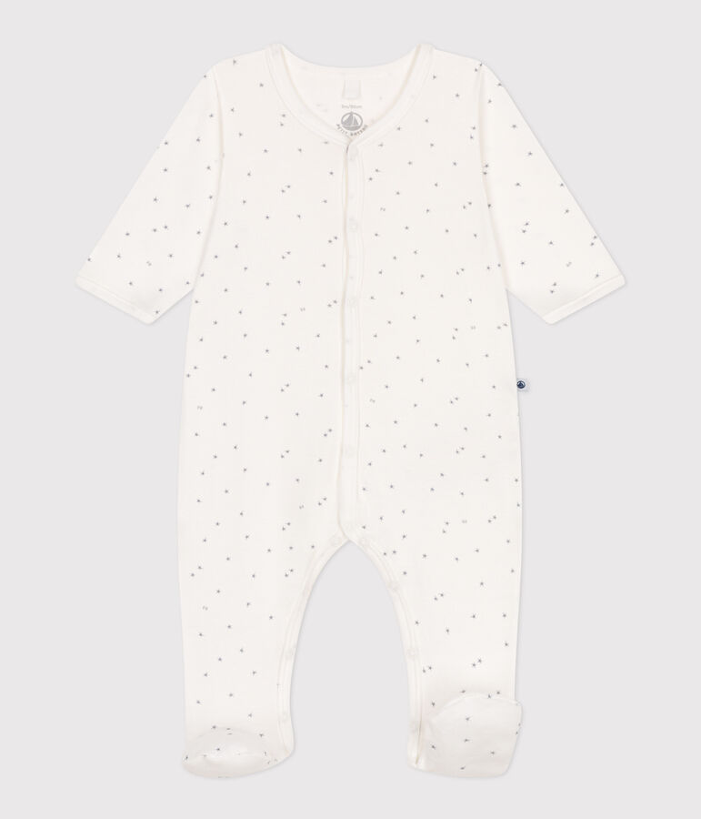 Pyjama b&eacute;b&eacute; en coton petites &eacute;toiles blanc MARSHMALLOW/blanc MISTIGRI