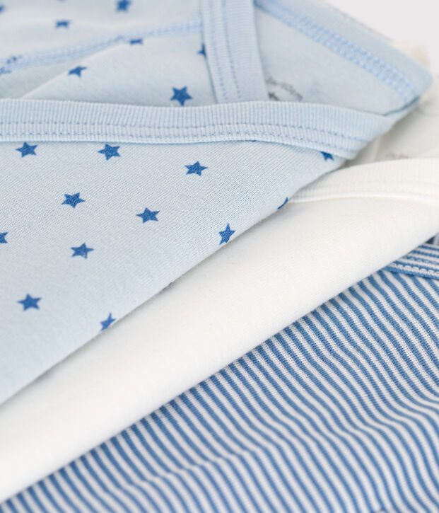 Lot de 3 bodies crois&eacute;s manches courts en coton b&eacute;b&eacute; multicouleur