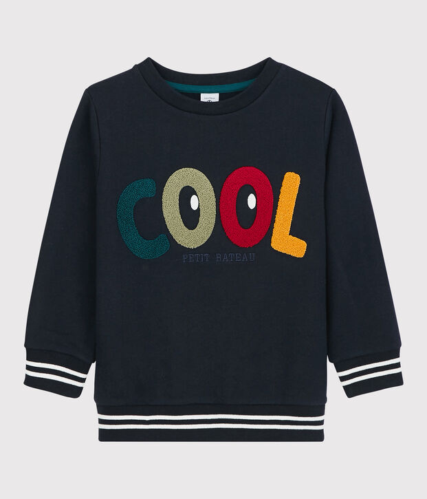 Sweatshirt en molleton enfant gar&ccedil;on bleu marine