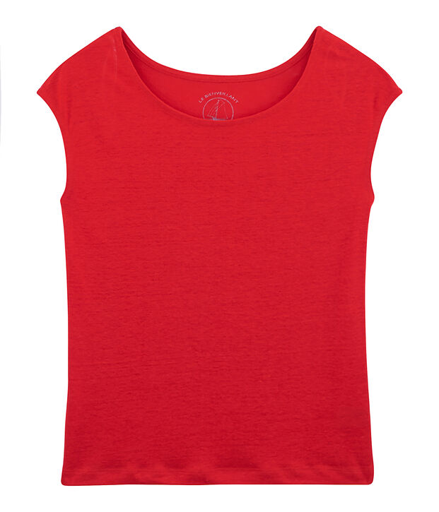 Tee shirt lin femme rouge