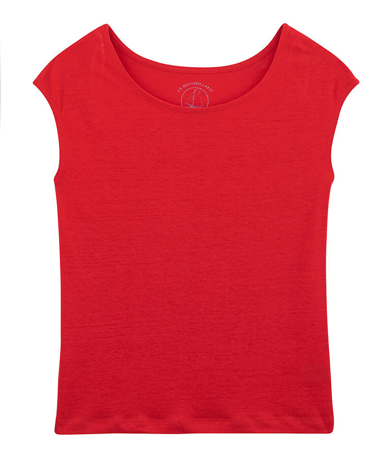 Tee shirt lin femme rouge PEPS